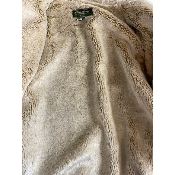 Eddie Bauer Womens Size MED Beige Tan Suede Leather Faux Fur Lined Coat Jacket - Picture 12 of 15
